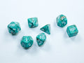 Set de 7 mini-Hedral dados Chessex Estilo Marble Mini-hedral™ Oxi-Copper™/white