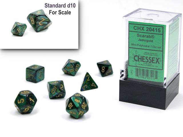 Set de 7 mini-Hedral dados Chessex Estilo Scarab® Mini-hedral™ Jade/gold