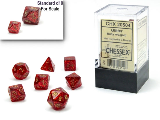 Set de 7 mini-Hedral dados Chessex Estilo Gemini® Mini-hedral™ Steel-Teal/white