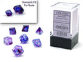 Set de 7 mini-Hedral dados Chessex Estilo Nebula® Mini-hedral™ Nocturnal™/blue Luminary™