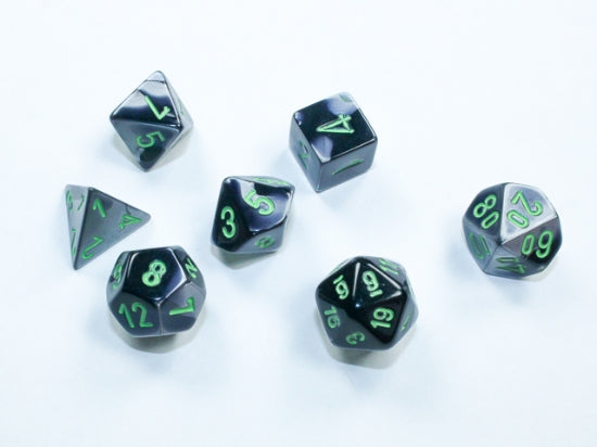 Set de 7 mini-Hedral dados Chessex Estilo Gemini® Mini-hedral™ Black-Grey/green