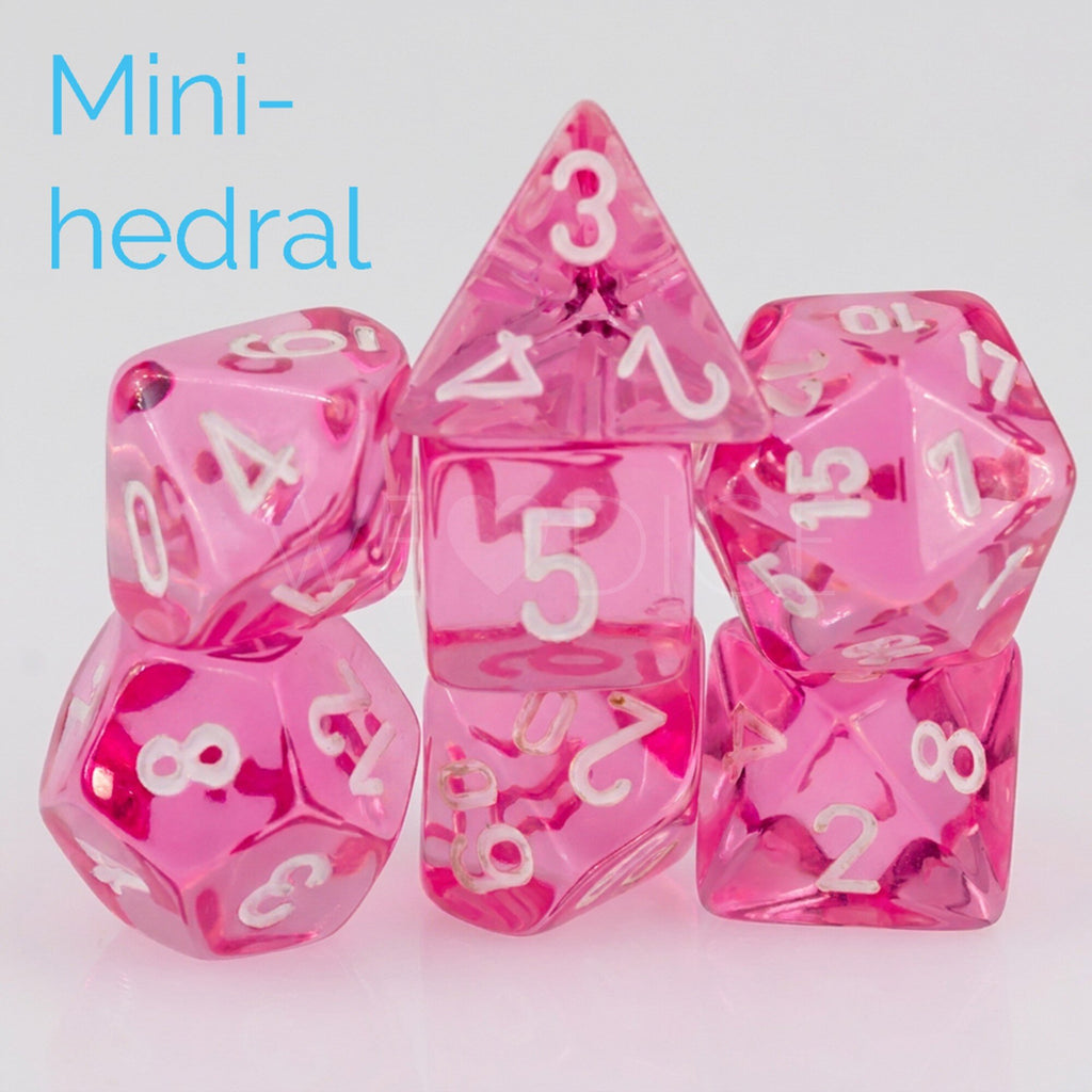 Set de 7 mini-Hedral dados Chessex Estilo Translucent Mini-hedral™ Pink/white