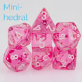Set de 7 mini-Hedral dados Chessex Estilo Translucent Mini-hedral™ Pink/white