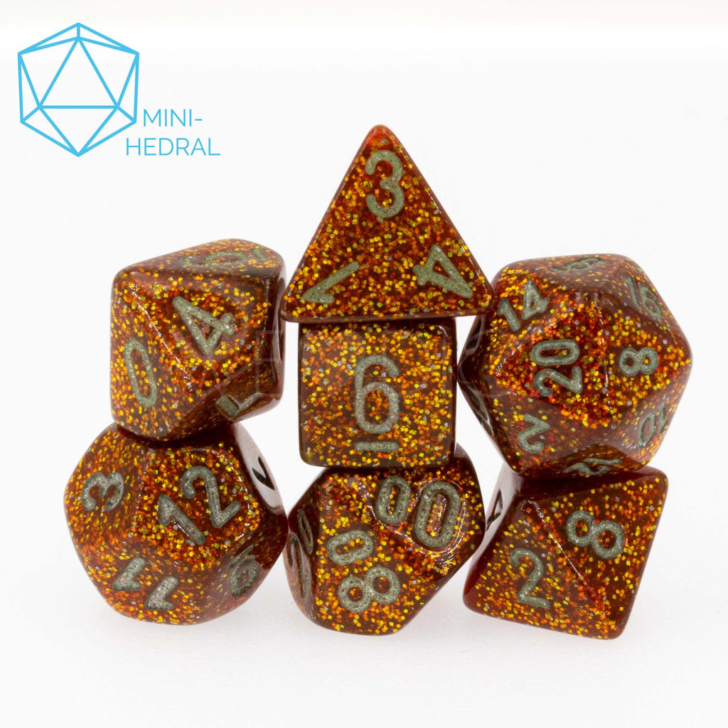 Set de 7 mini-Hedral dados Chessex Estilo Glitter Mini-hedral™ Gold/silver