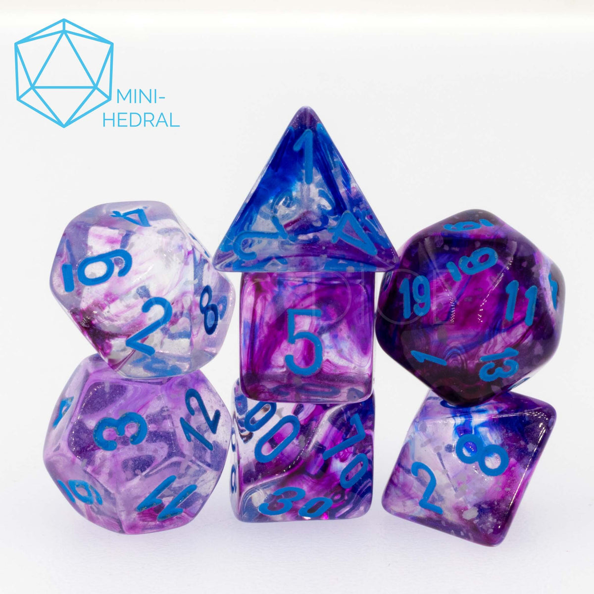 Set de 7 mini-Hedral dados Chessex Estilo Nebula® Mini-hedral™ Wisteria/white