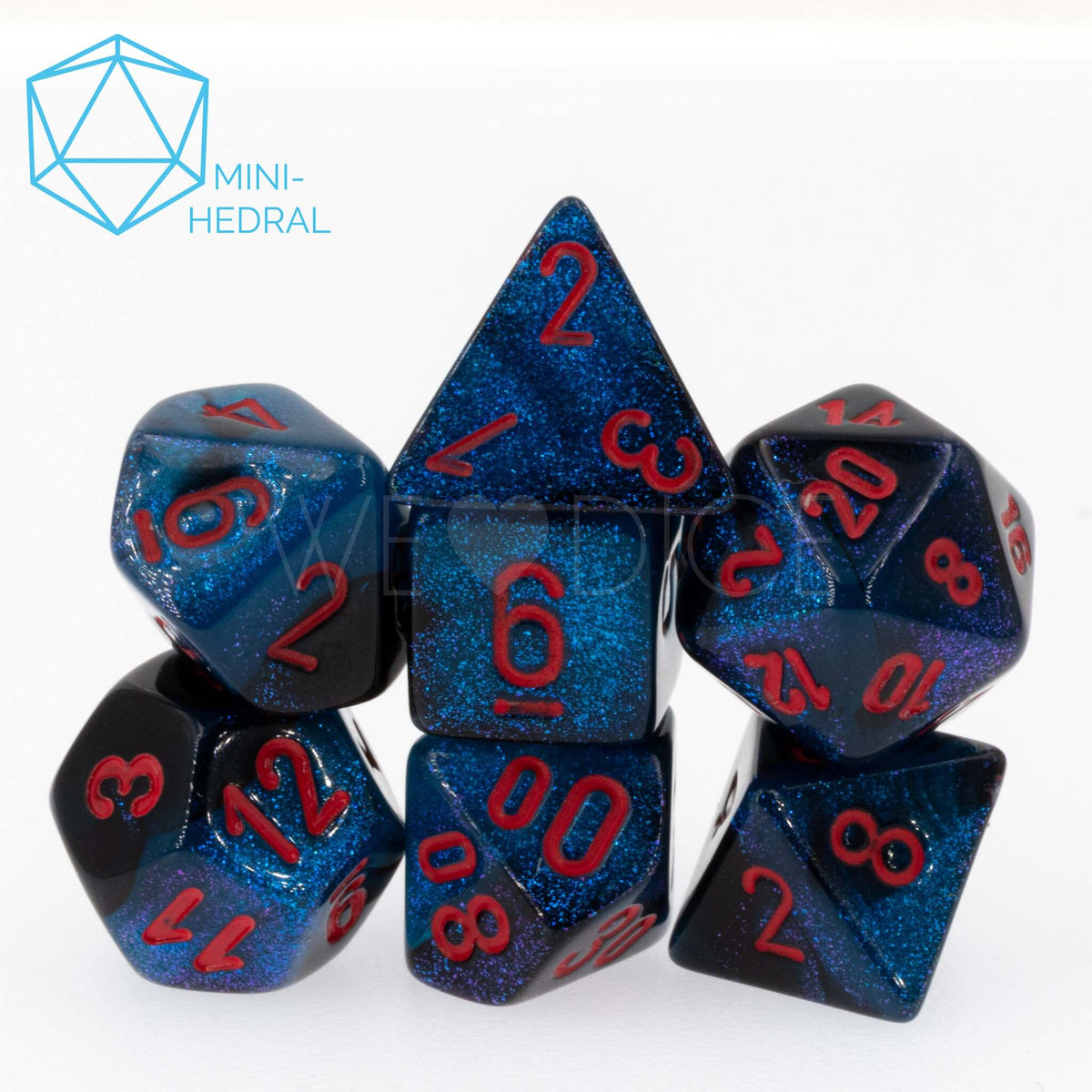Set de 7 mini-Hedral dados Chessex Estilo Festive® Mini-hedral™ Waterlily™/white