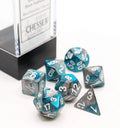 Set de 7 mini-Hedral dados Chessex Estilo Gemini® Mini-hedral™ Steel-Teal/white