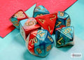 Set de 7 mini-Hedral dados Chessex Estilo Gemini® Mini-hedral™ Red-Teal/gold