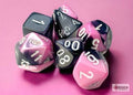 Set de 7 mini-Hedral dados Chessex Estilo Gemini® Mini-hedral™ Black-Pink/white