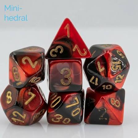 Set de 7 mini-Hedral dados Chessex Estilo Gemini® Mini-hedral™ Black-Red/gold