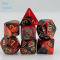 Set de 7 mini-Hedral dados Chessex Estilo Gemini® Mini-hedral™ Black-Red/gold